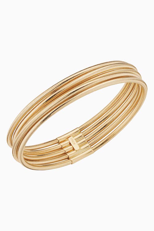 Oradina 14k Yellow Gold Mesh Glamour Power Stack Bracelet In Yellow Gold