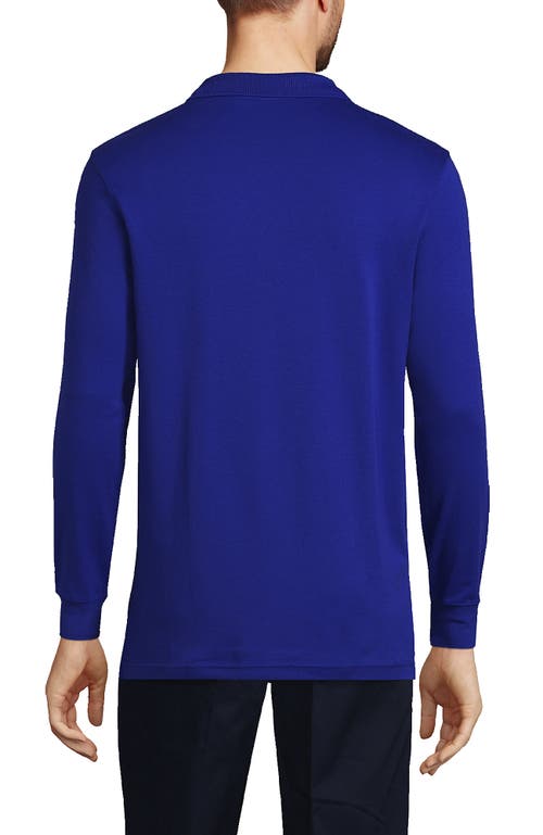 Lands' End School Uniform Long Sleeve Interlock Polo Shirt In Cobalt