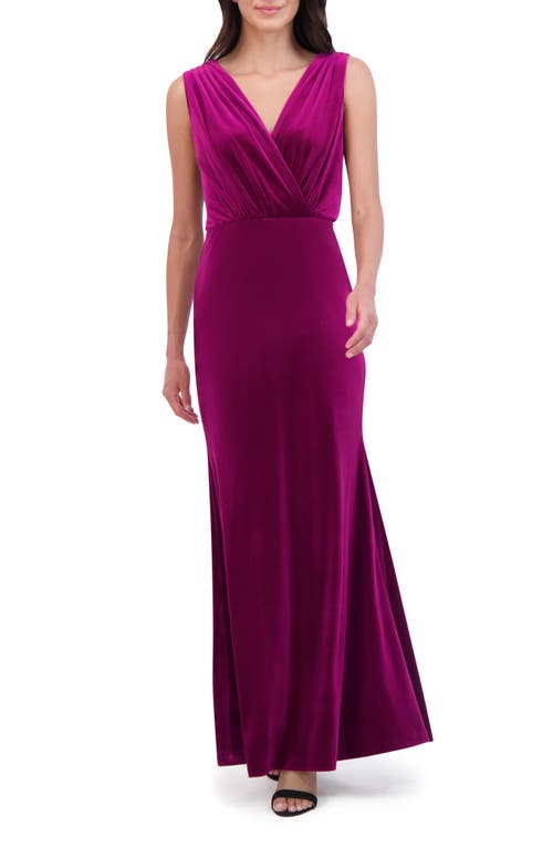 Shop Vince Camuto Sleevless Velvet Trumpet Gown In Fuchsia