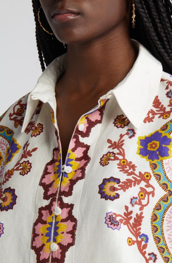 Shop Cleobella Jeni Cotton & Linen Button-up Shirt In Lagos Print