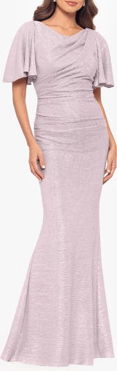 Quicksilver Flutter Sleeve Trumpet Gown