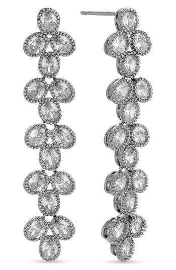 Eye Candy Los Angeles Rosa Cubic Zirconia Linear Drop Earrings In Silver