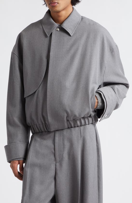 Shop Jacquemus Le Blouson Salti Virgin Wool Trench Bomber Jacket In Grey