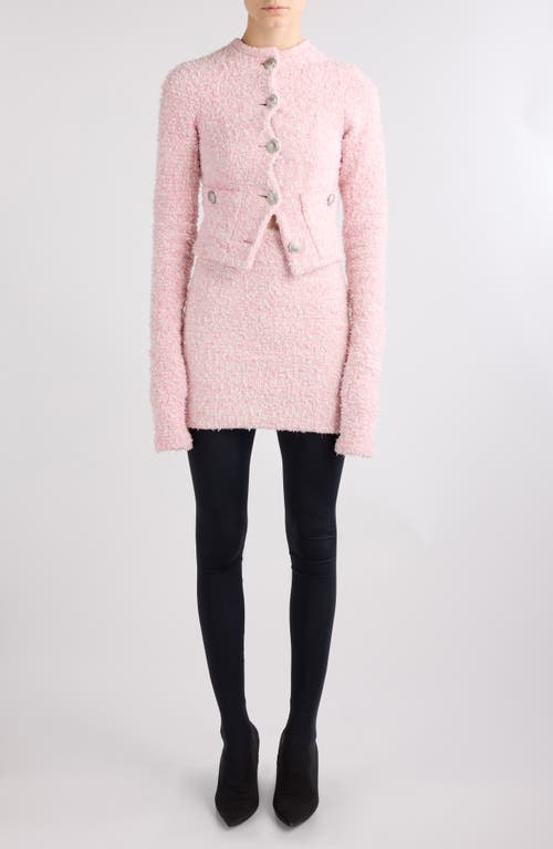 Shop Balenciaga Shimmer Tweed Crop Cardigan In Pink