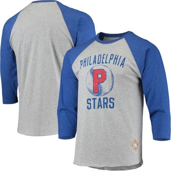 Men's Nike Heather Gray/Heather Royal Philadelphia Phillies Baseball Raglan 3/4-Sleeve Pullover Hoodie Size: Small