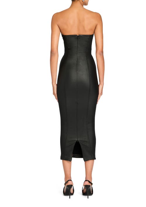 Shop Ser.o.ya Adalaide Coated Denim Midi Dress In Coated Black