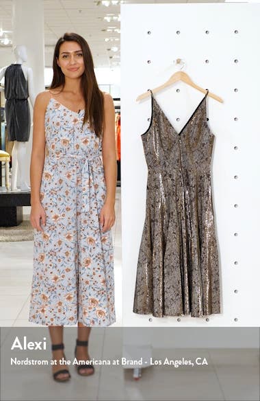 plunging jacquard midi dress