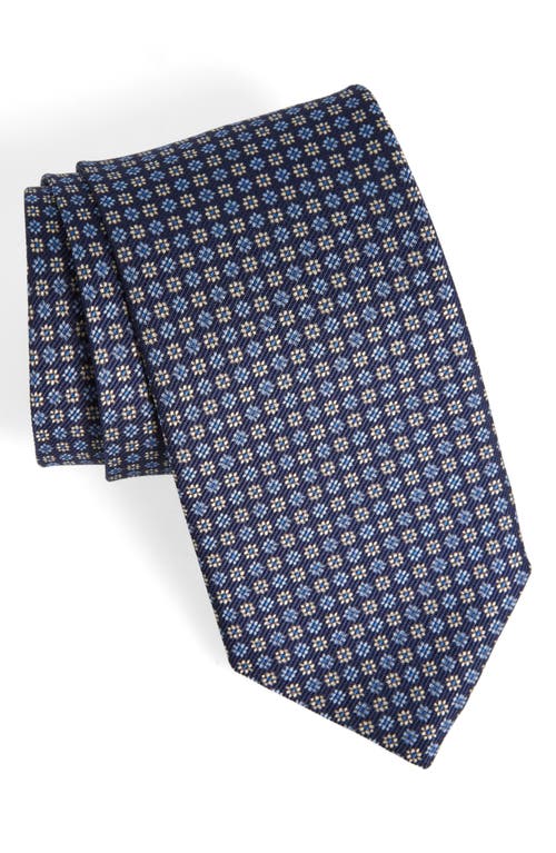 Shop David Donahue Floral Silk Tie In Navy