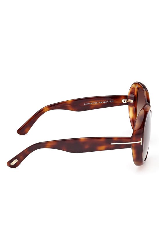 Shop Tom Ford Georgia-02 62mm Gradient Oversize Round Sunglasses In Dark Havana / Gradient Smoke