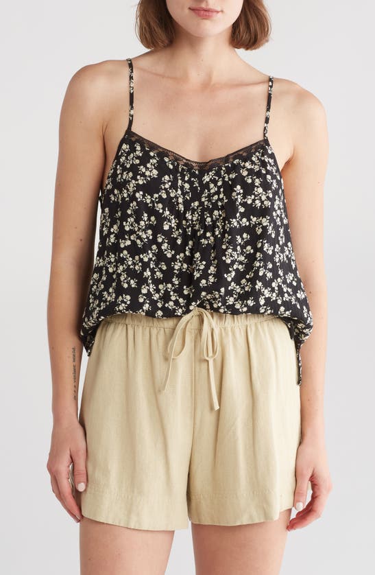 Shop Melrose And Market Lace Trim Camisole In Black Carolyn Floral