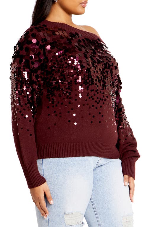 City Chic Braylin Embellished Sweater In Oxblood