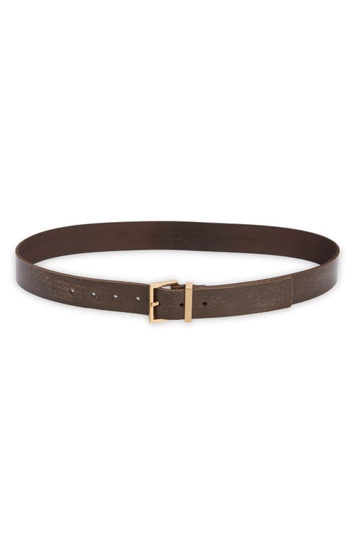 Shop Allsaints 38mm Leather Belt In Brown/warm Brass