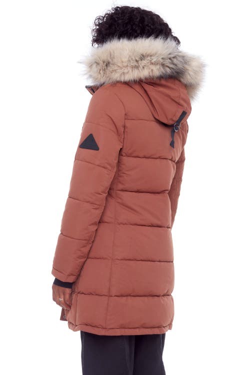 Alpine North Aulavik Women's Vegan Down (recycled) Mid-length Hooded Parka Coat In Maple