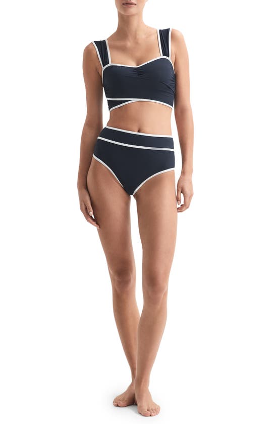 Shop Reiss Cristina Bikini Top In Navy/ White