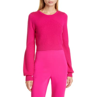 Cushnie Wool, Silk & Cashmere Crop Sweater, Pink