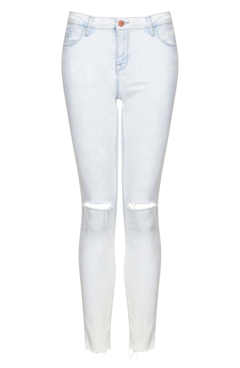 Topshop 'Leigh' Distressed Skinny Jeans, Alternate, color, 