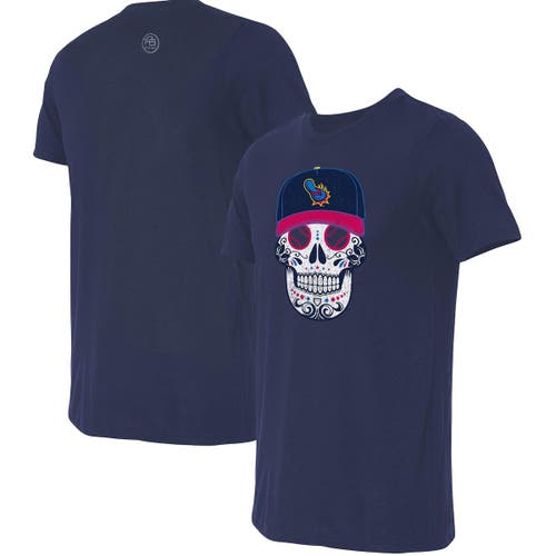 108 STITCHES Men's Heathered Navy San Antonio Flying Chanclas Copa de la Diversion Sugar Skull Tri-Blend T-Shirt