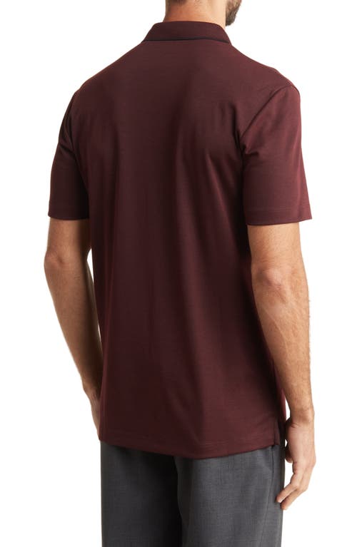Theory Button Front Polo In Chianti/black