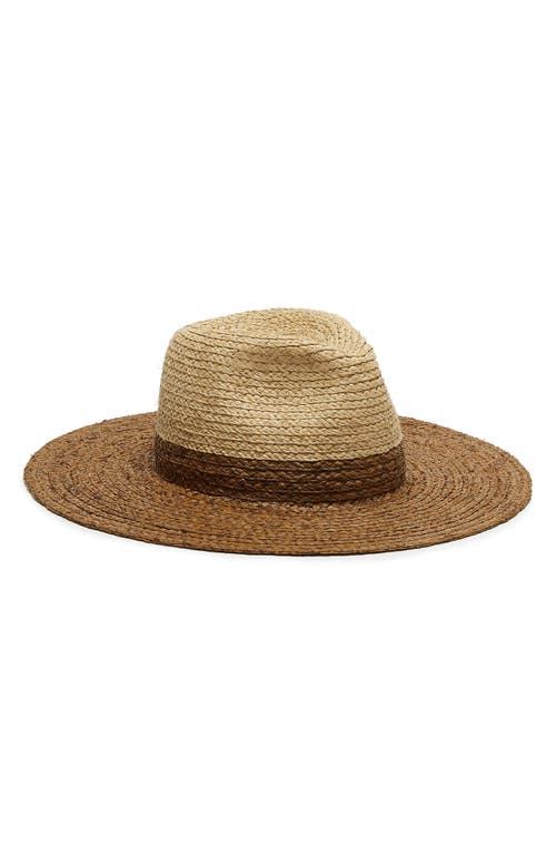 Eugenia Kim Emmanuelle Wide Brim Raffia Fedora in Natural/Chocolate at Nordstrom