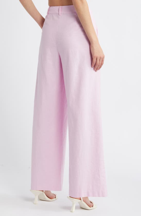 Shop Open Edit Wide Leg Linen Blend Pants In Pink Pirouette