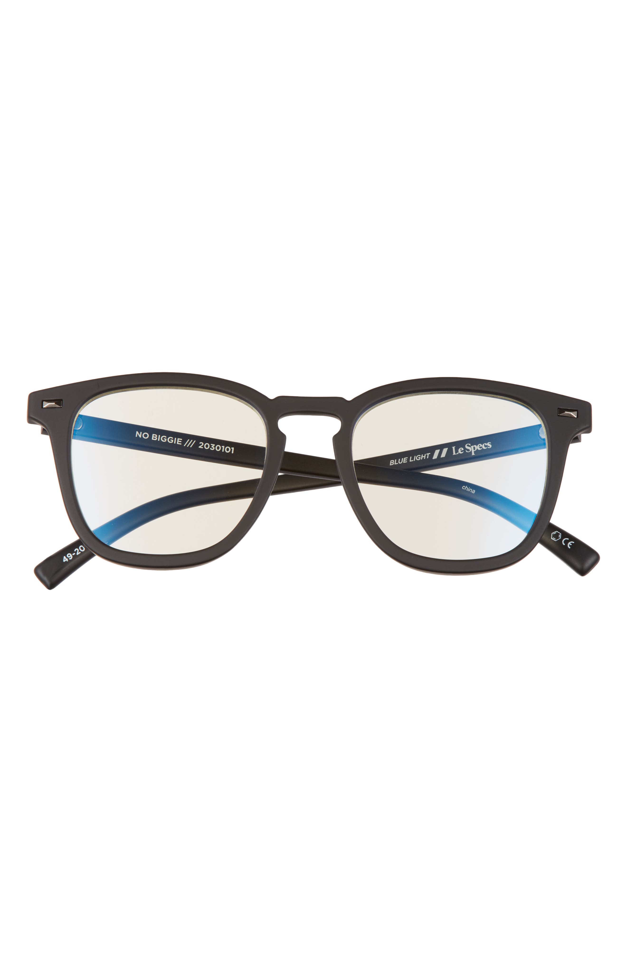 Le Specs No Biggie 49mm Blue Light Blocking Glasses in Matte Black at Nordstrom