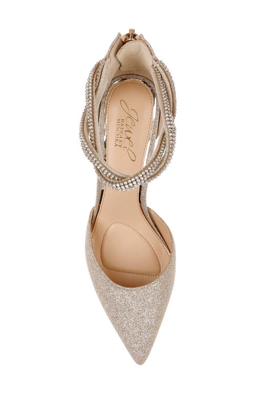 Jewel Badgley Mischka Tinsley Ankle Strap Pointed Toe Pump In Gold Glitter