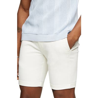 Topman Stretch Skinny Chino Shorts, White