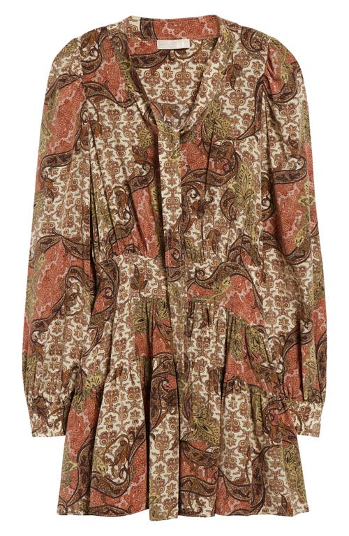 ULLA JOHNSON ULLA JOHNSON MARIS PRINT LONG SLEEVE SILK MINIDRESS 