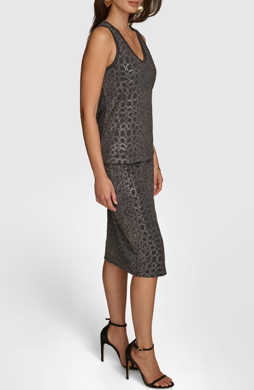 Donna Karan Sequin Gator Print Tank In Iron