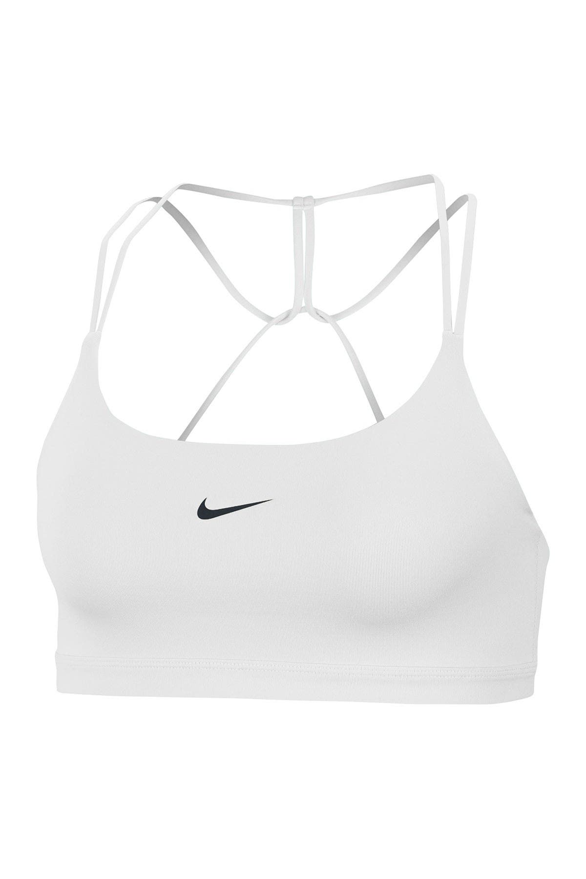Nike Indy Strappy Sports Bra In White/black