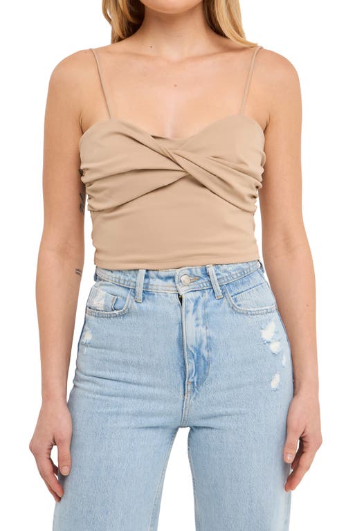 Ruched Twist Camisole in Taupe