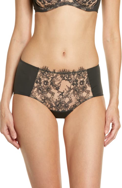 Skarlett Blue Entice Lace Trim Briefs In Black/nylon