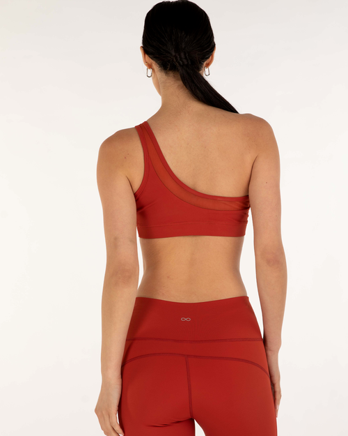 Shop Rebody Active On Duty Mesh One Shoulder Silkiflex Bra In Mars Red