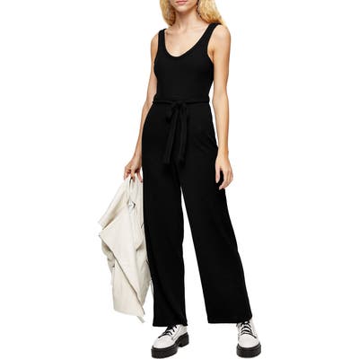 Topshop Ribbed Slouch Sleeveless Jumpsuit