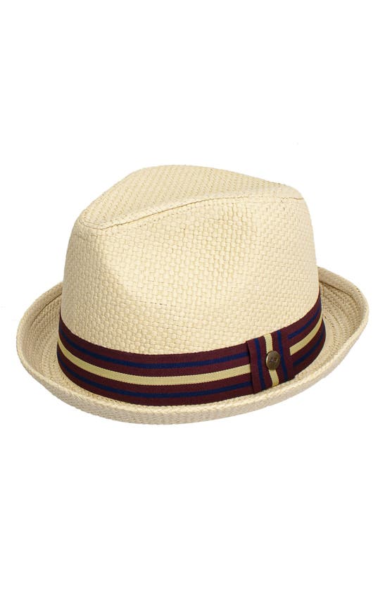 Shop Peter Grimm Depp Stripe Ribbon Fedora In Natural