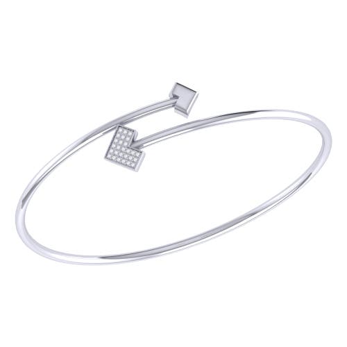 Luvmyjewelry One Way Arrow Sterling Silver Diamond Bangle In Silver