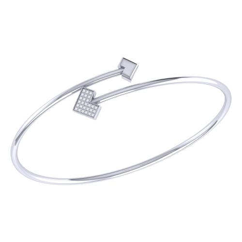 Shop Luvmyjewelry One Way Arrow Sterling Silver Diamond Bangle