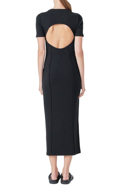 Grey Lab Short Sleeve Back Cutout Ribbed Maxi Dress In Black