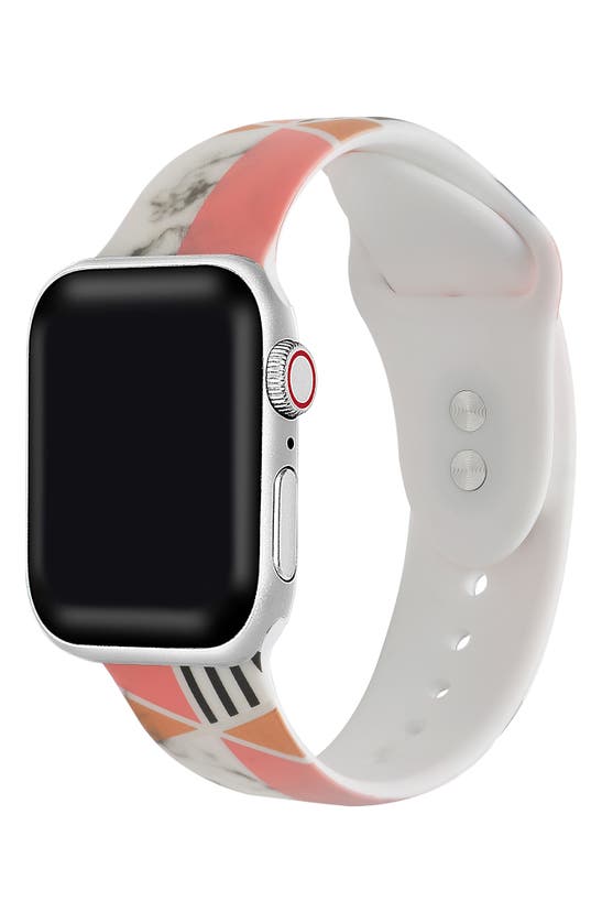 Shop The Posh Tech Posh Tech Patterned Silicone Apple Watch Band, 38mm In Coral Geometric