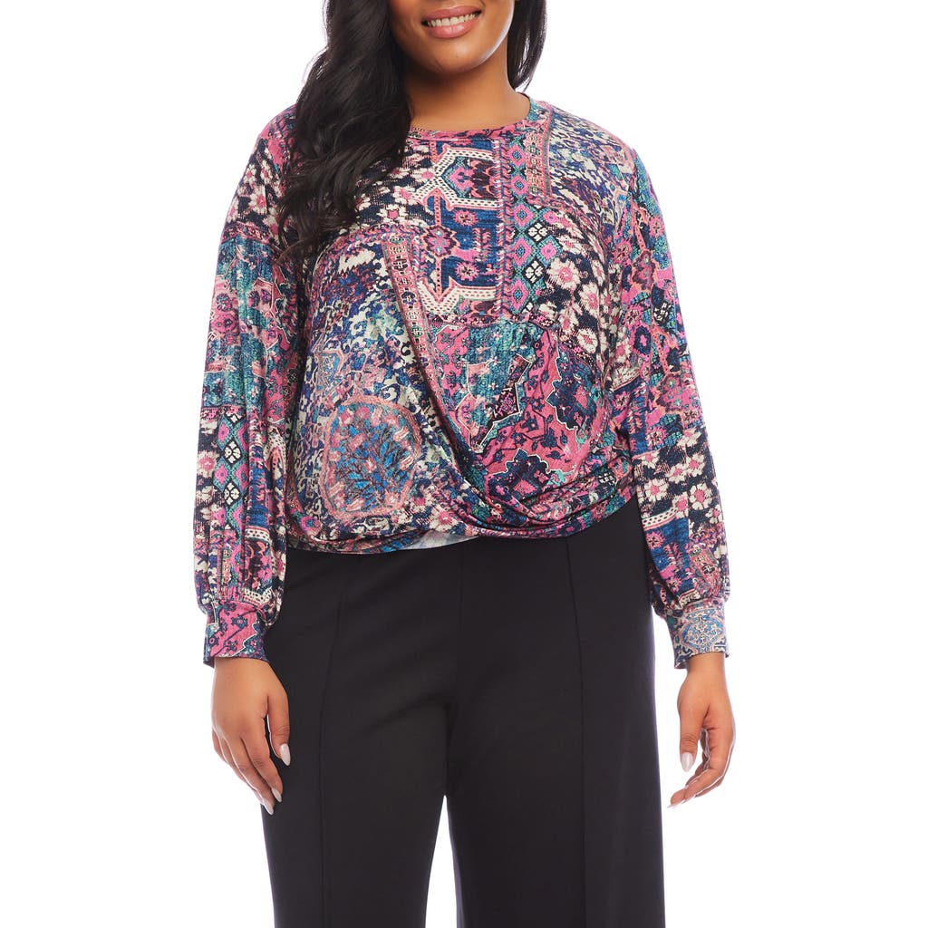 Karen Kane Abstract Print Drape Front Top In Print