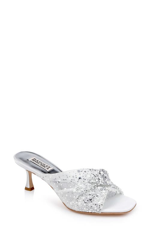 Shop Badgley Mischka Collection Brandy Slide Sandal In White Satin