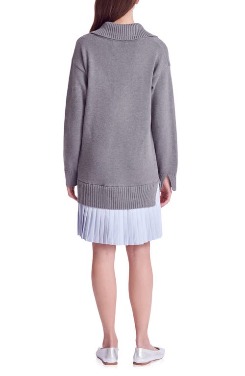 ENGLISH FACTORY ENGLISH FACTORY MIXED MEDIA PLEATED MINIDRESS 