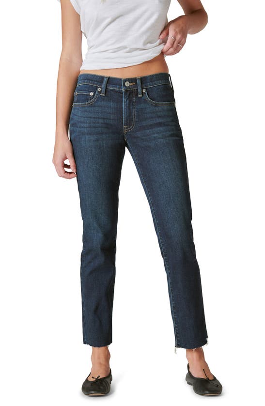 LUCKY BRAND LUCKY BRAND SWEET STRAIGHT RAW HEM MID RISE CROP STRAIGHT LEG JEANS