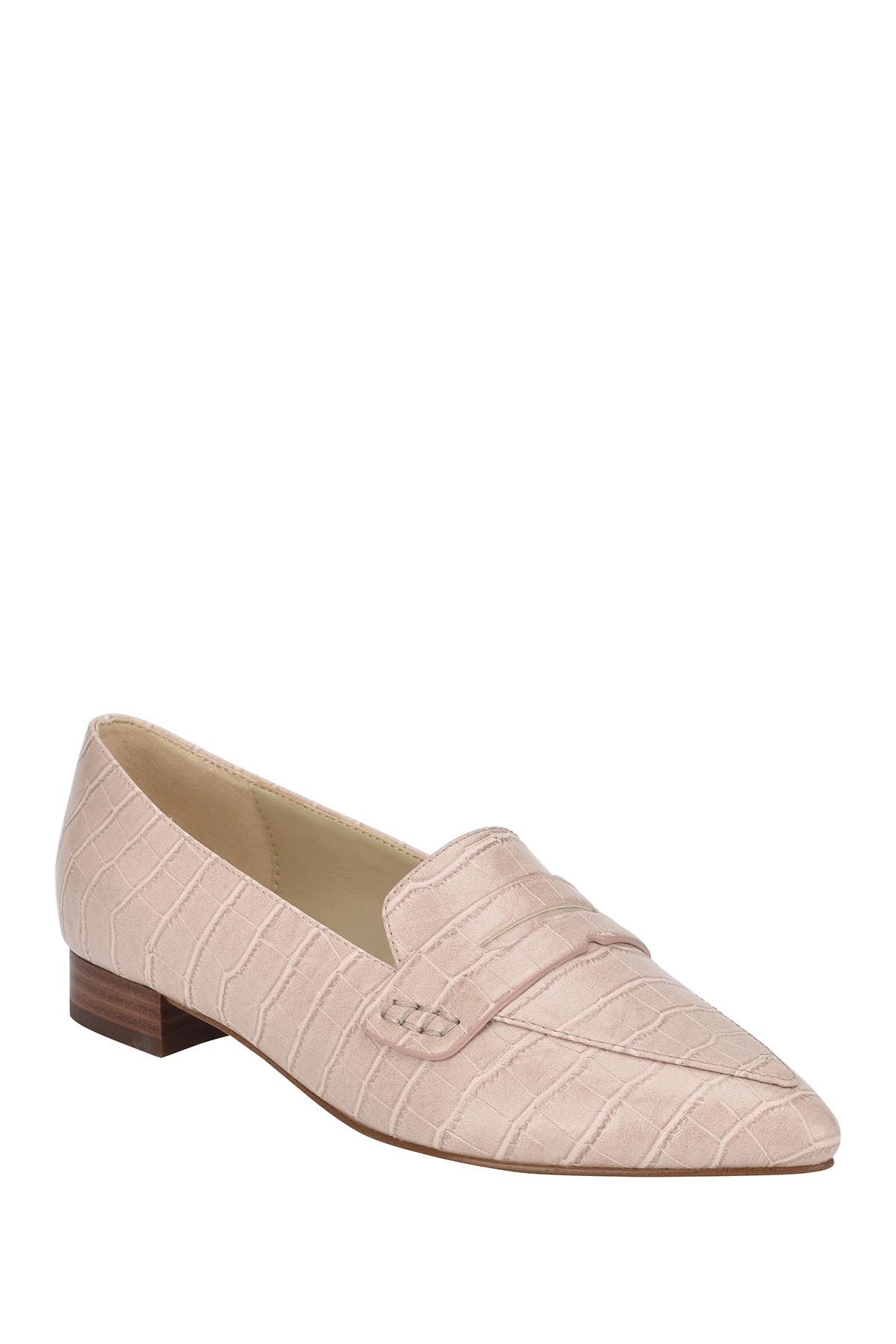 Marc Fisher Feud Pointed Toe Embossed Loafer In Light/pastel Pink