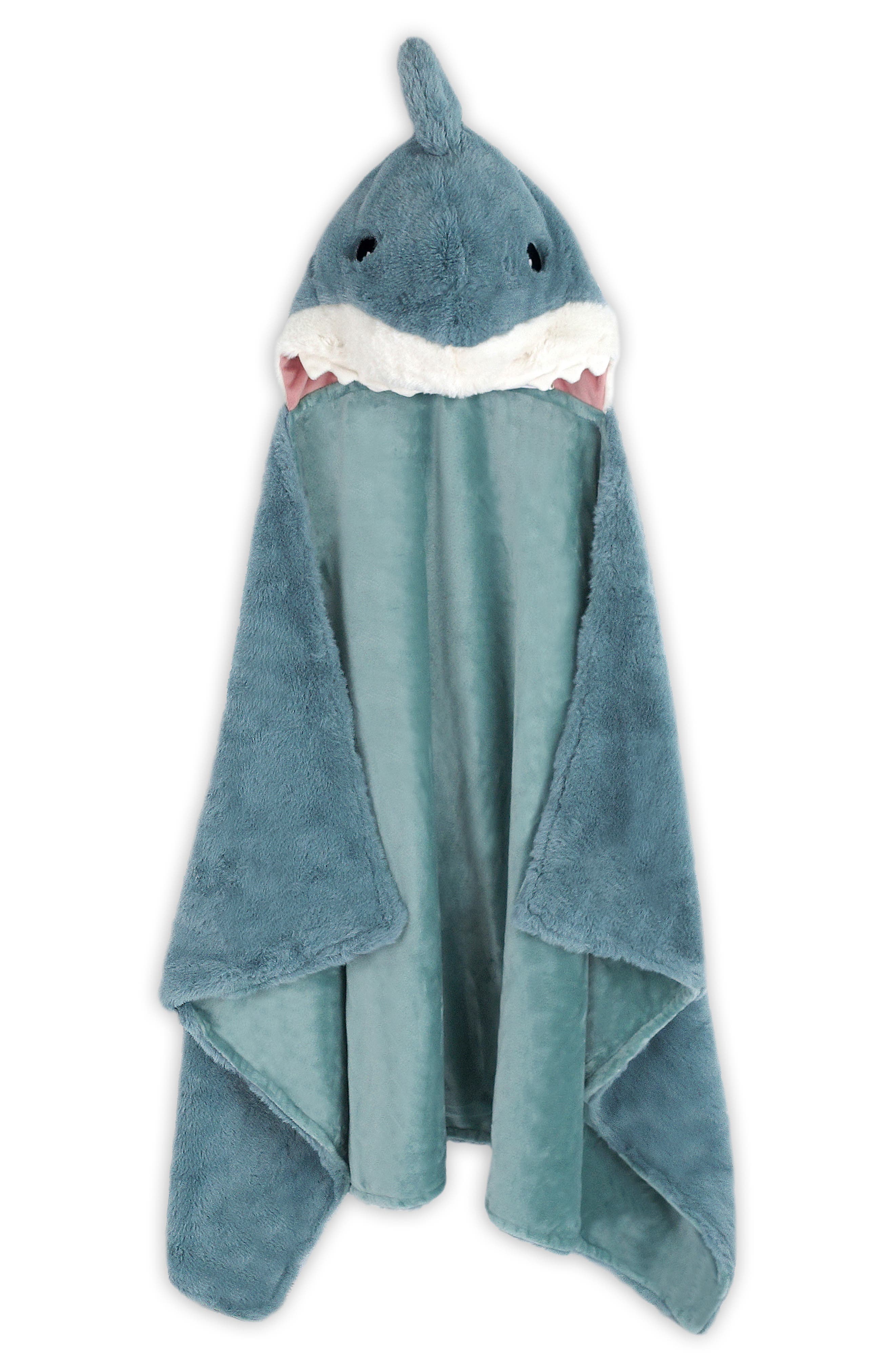 MON AMI Kids' Seaboard Shark Hooded Blanket in Blue 
