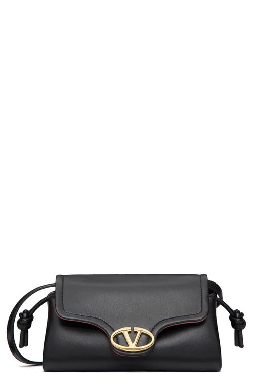 Mini VLOGO East/West Leather Shoulder Bag in Nero