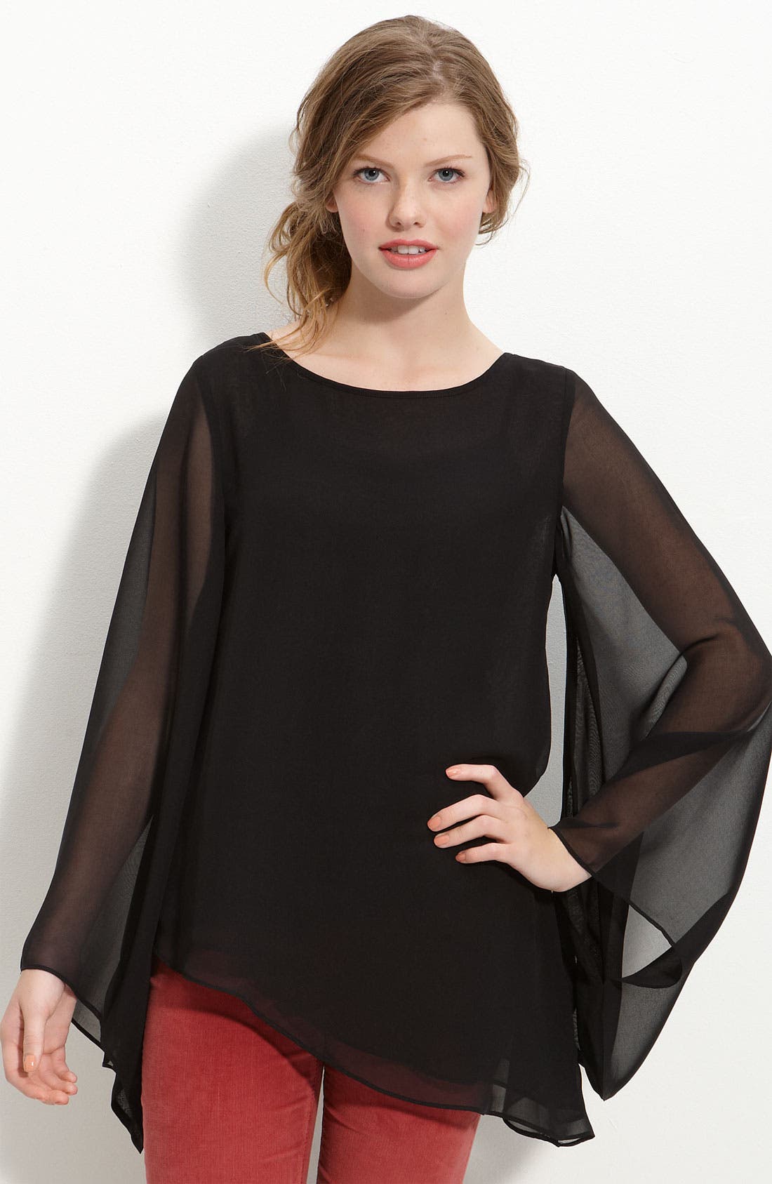 Asymmetric Sheer Sleeve Top Nordstrom