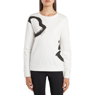 Moncler Open Logo Graphic Cotton Blend Sweatshirt, White