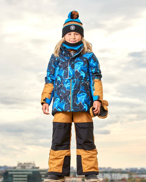 Shop Deux Par Deux Boy's Two Piece Snowsuit Spice And Printed Storm In Cathay Spice