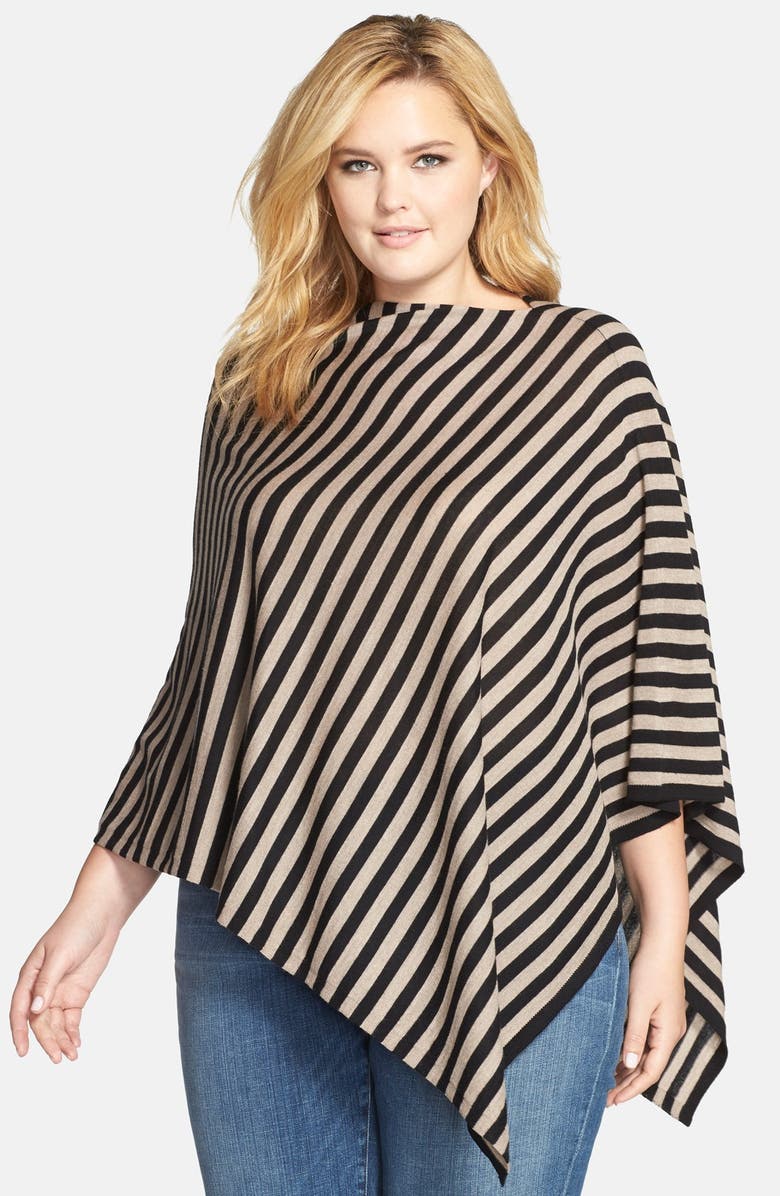 Eileen Fisher Stripe Fine Merino Wool Poncho Plus Size Nordstrom